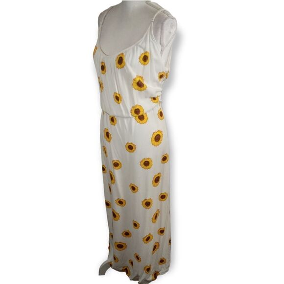 J FOR JUSTIFY WHITE & YELLOW SUNFLOWER PRINT MAXI DRESS SZ.2X EUC - Picture 4 of 11